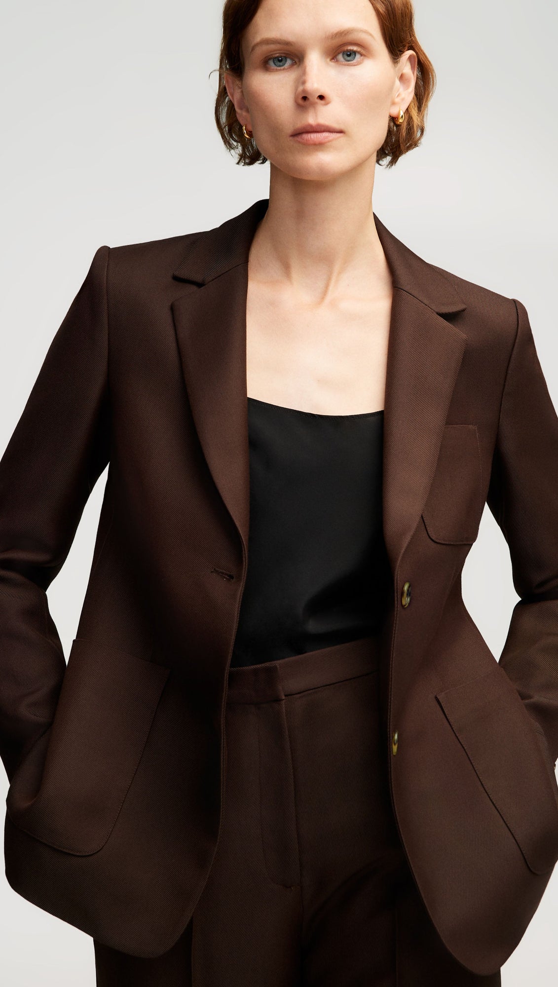 Weekend Blazer in Structured Viscose Twill | Chocolate