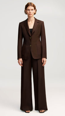 Weekend Blazer in Structured Viscose Twill | Chocolate