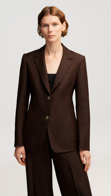 Weekend Blazer in Structured Viscose Twill | Chocolate