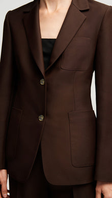 Weekend Blazer in Structured Viscose Twill | Chocolate