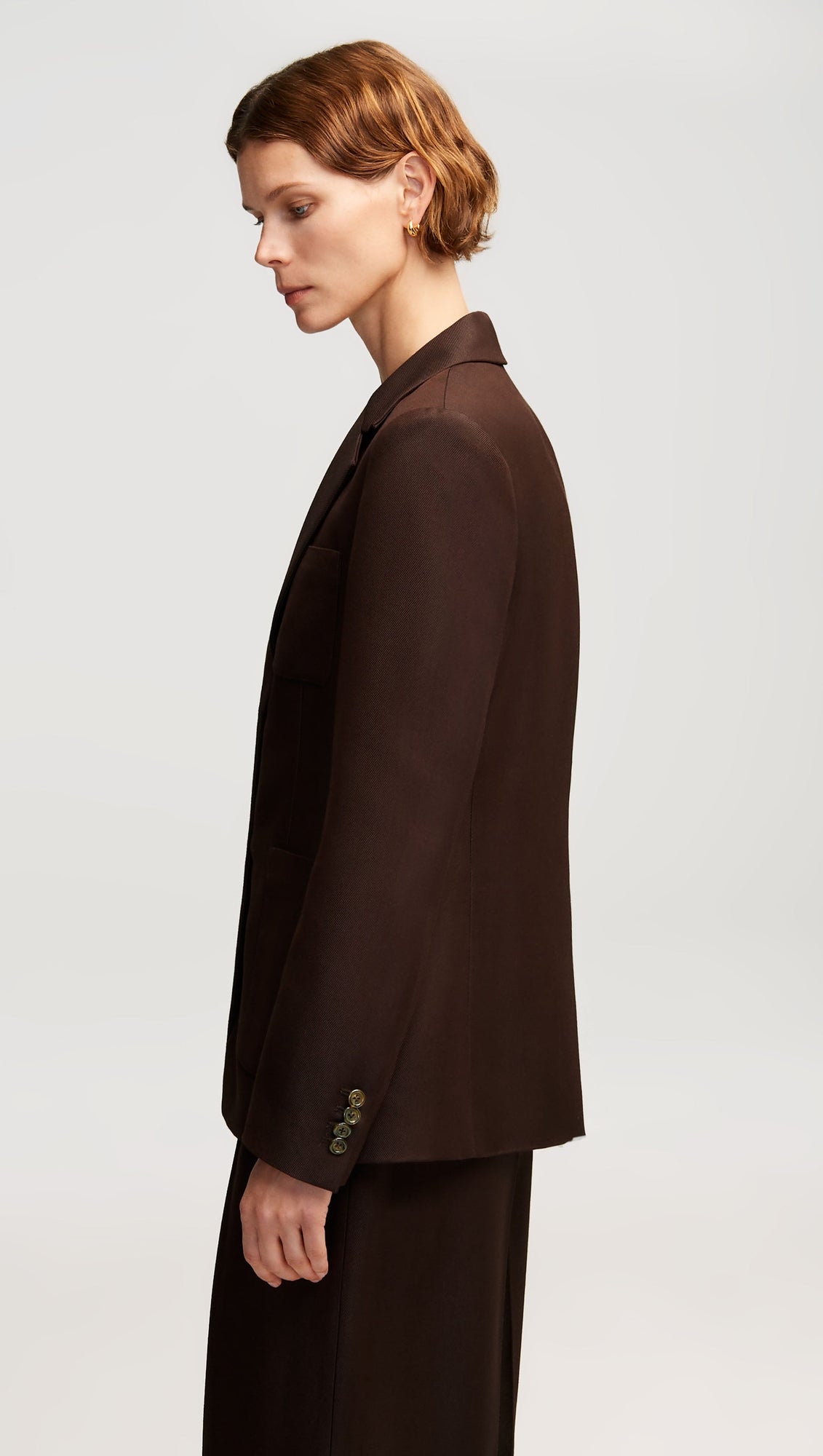 Weekend Blazer in Structured Viscose Twill | Chocolate