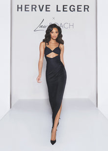 Hervé Léger X Law Roach Draped Cutout Gown | Black