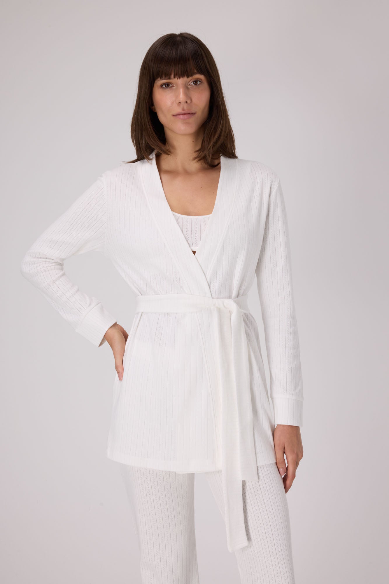 Pointelle Lounge Robe | OffWhite