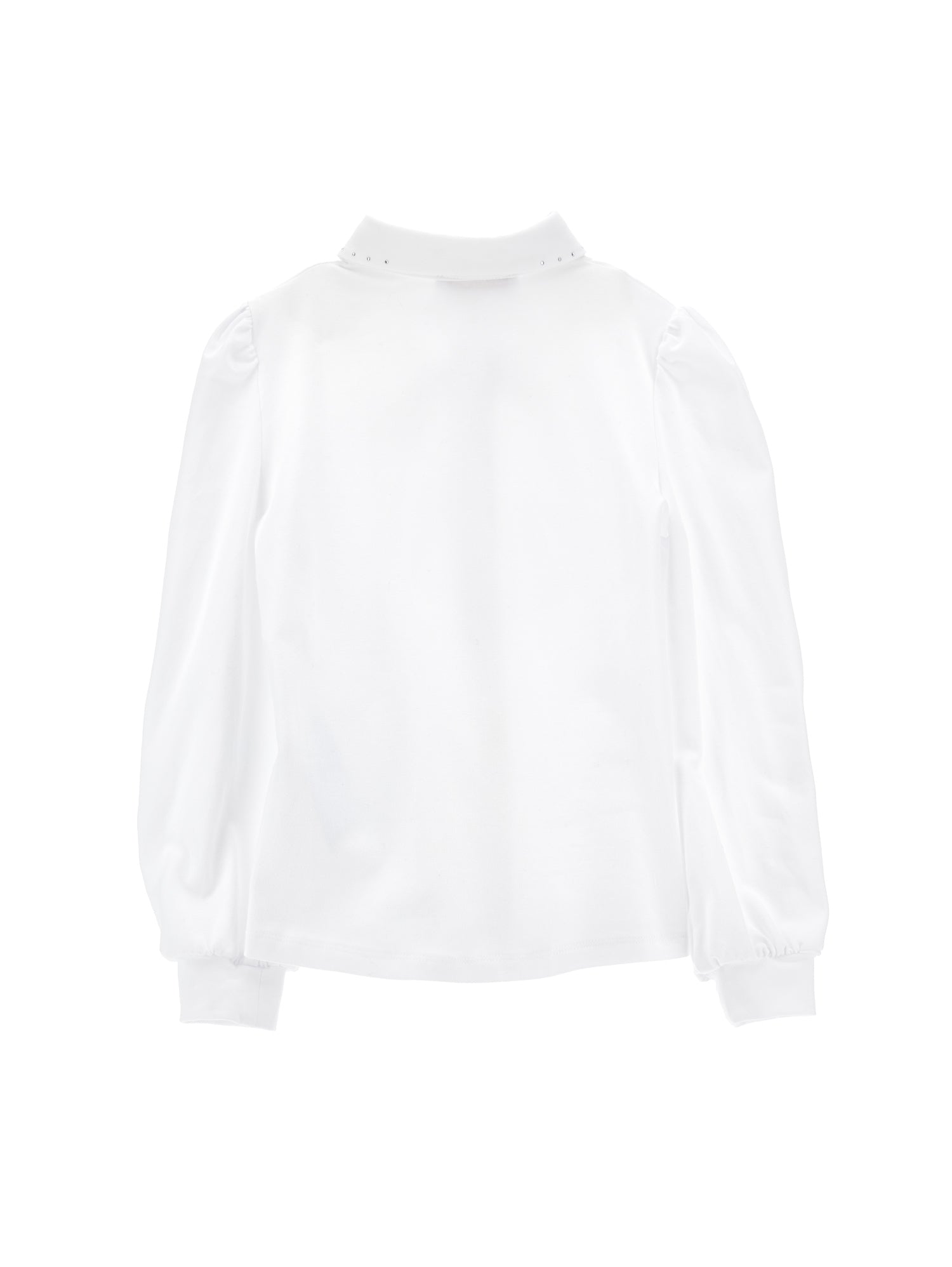 Girls | Jersey Organic Cotton Shirt With Rhinestones And Bow | White