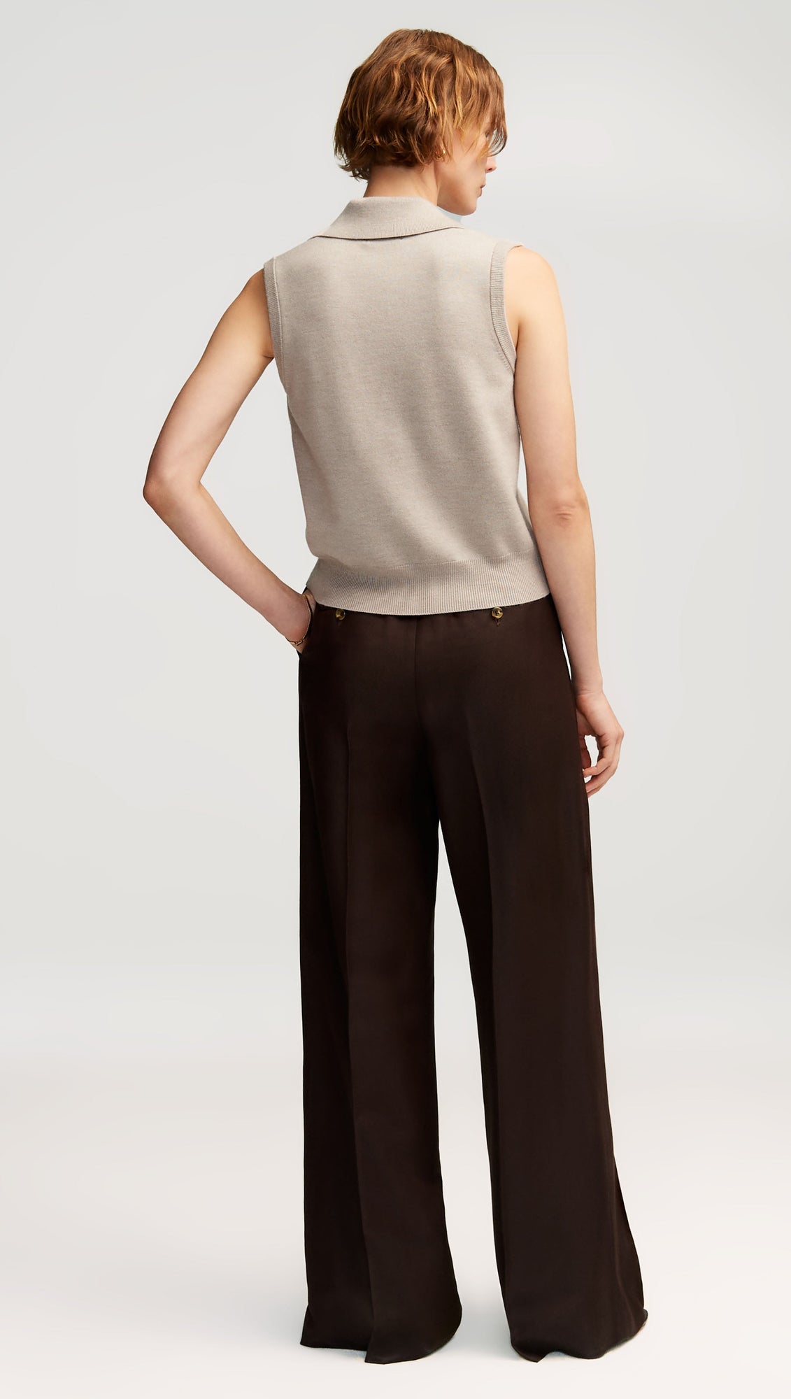 Jones Trouser in Structured Viscose Twill | Chocolate