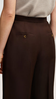 Jones Trouser in Structured Viscose Twill | Chocolate