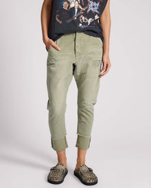 Cavalries Tapered Boyfriend Denim Jeans | Militaire Khaki