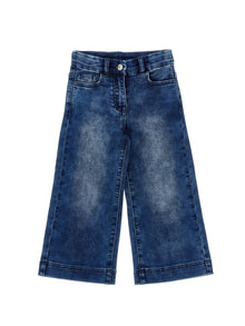 Girls | Daffy Duck Fleece Trousers | Stone Denim Blue