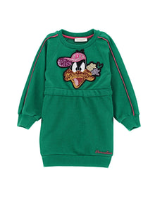 Girls | Daffy Duck Sweatshirt Dress | Vibrant Green