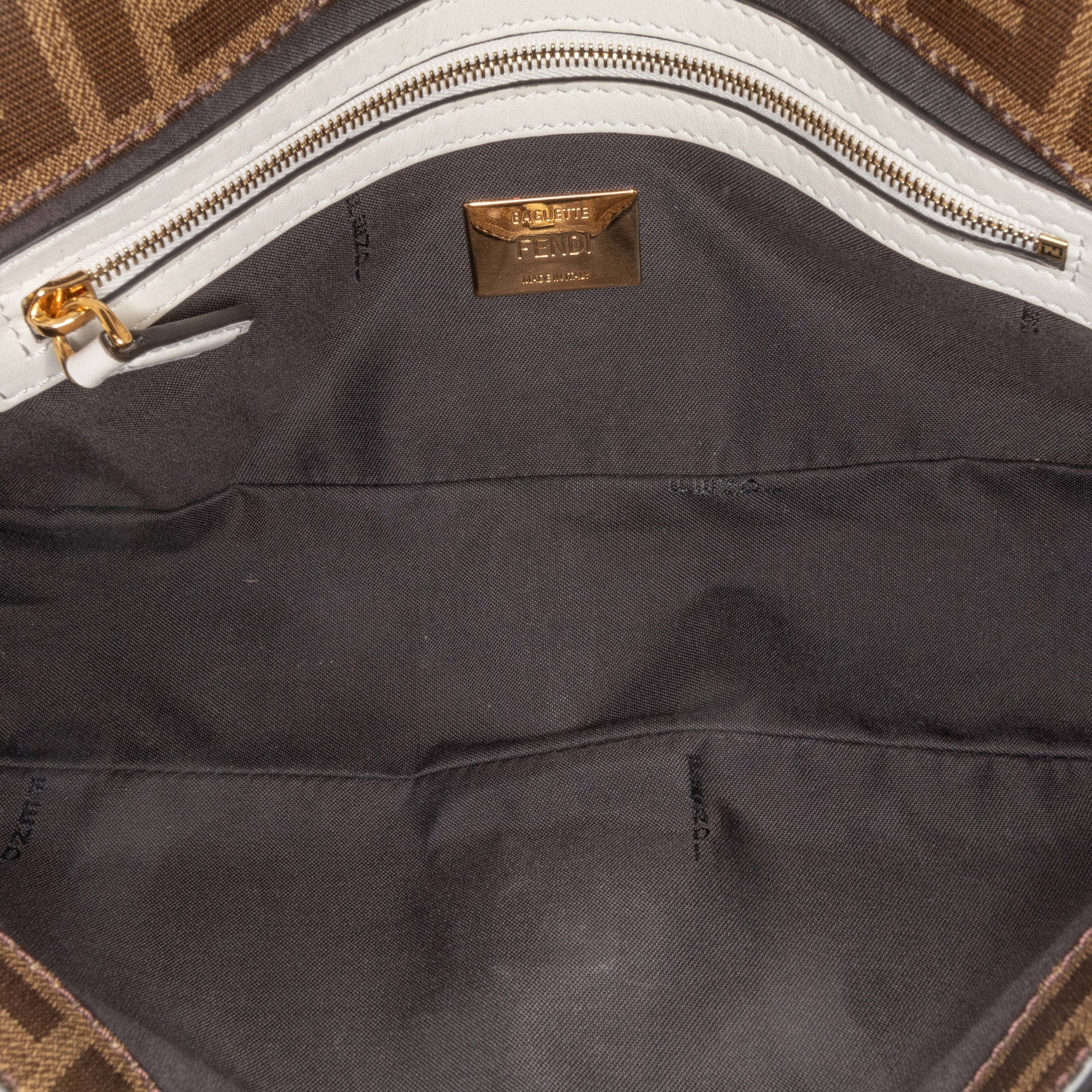 Fendi | Pre-Owned Zucca Glazed Fabric Cage Baguette Satchel - I | Brown