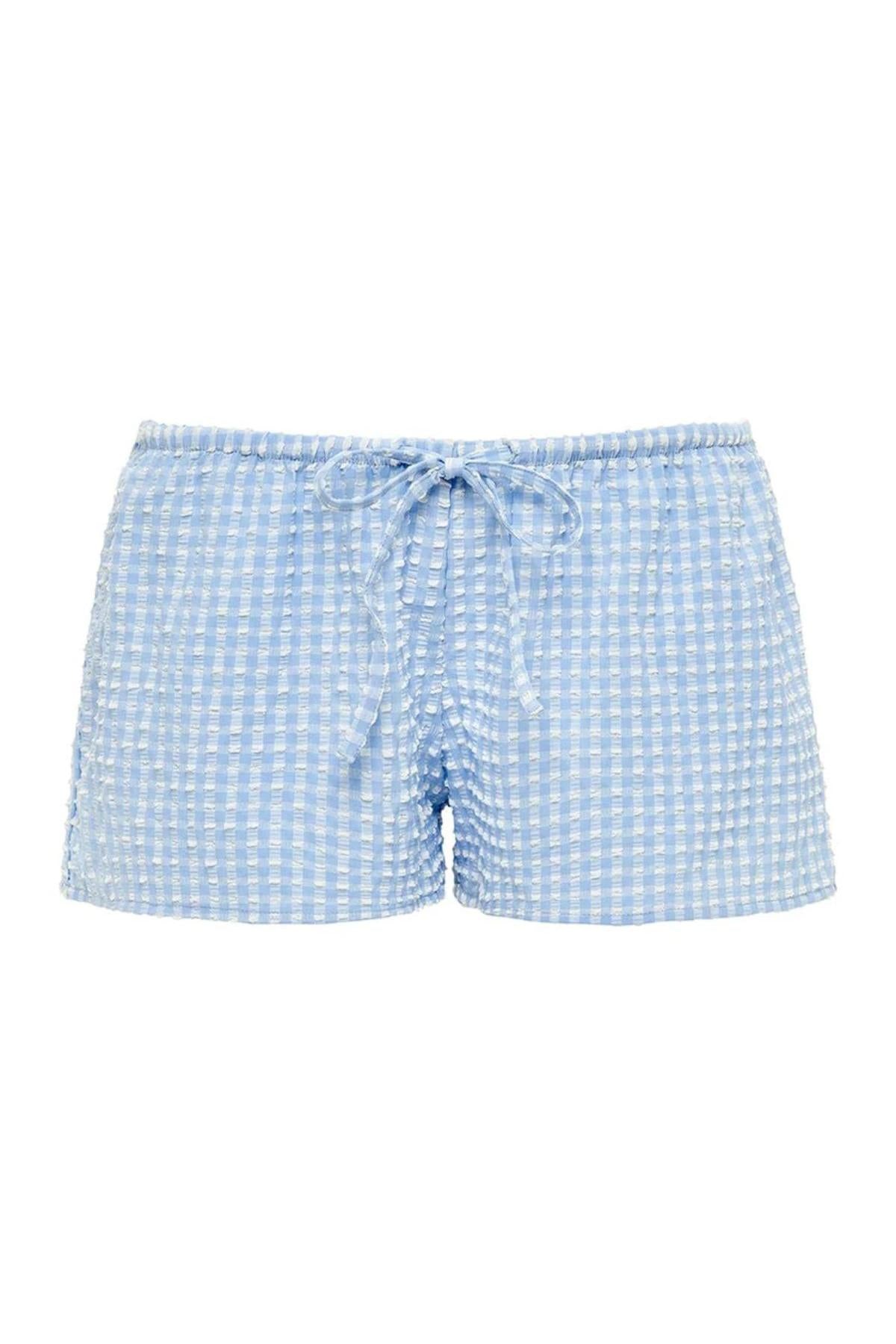 Low Rise Drawstring Short | Peri Micro Gingham