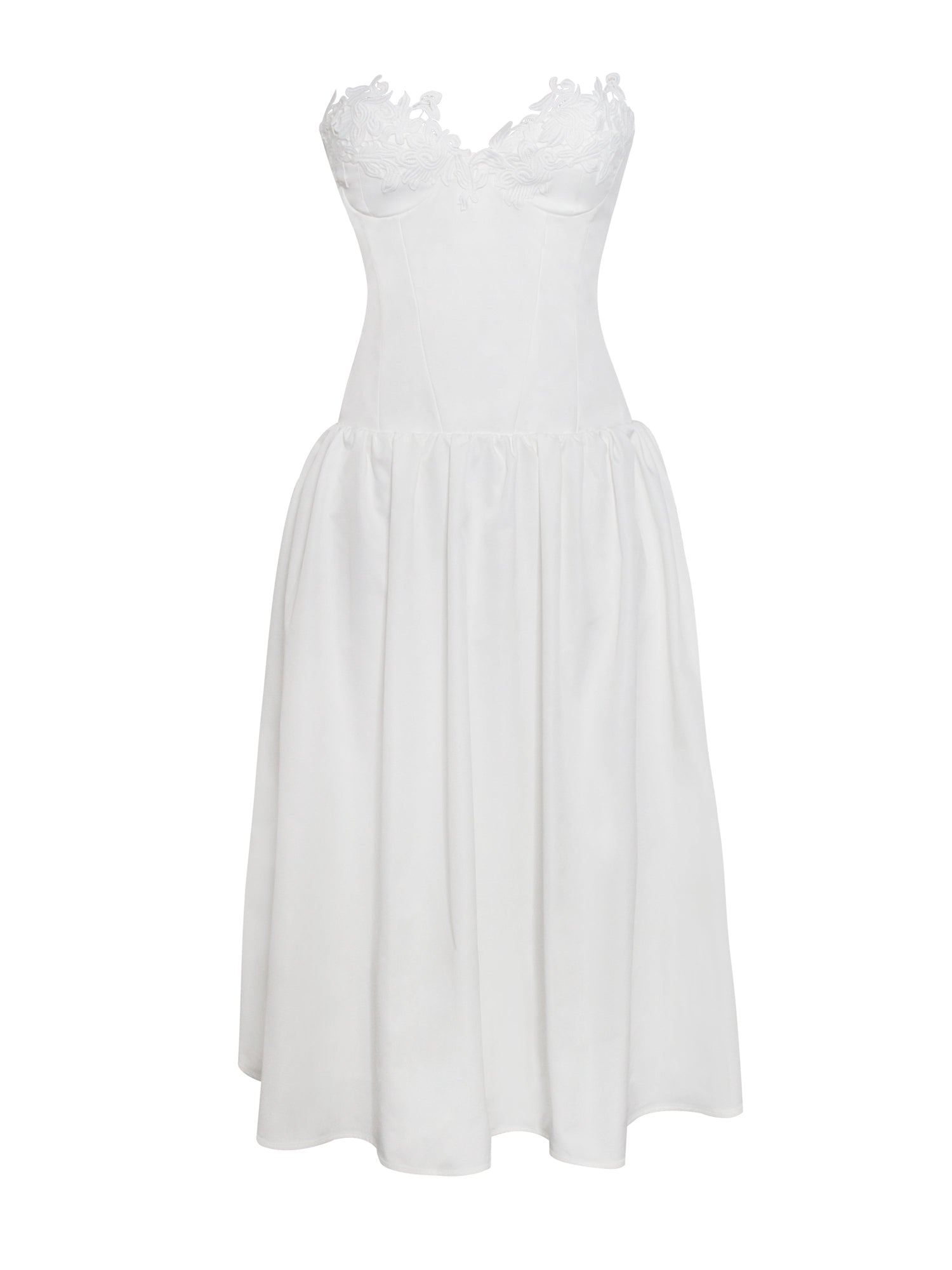 Rowan Lace Drop Waist Corset Sundress | White