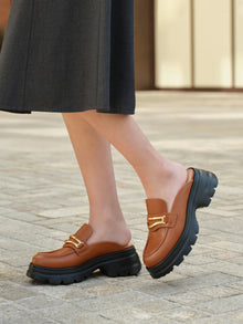 College Style Half-drag Loafers | Brown