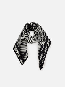 Silk Letter Print Scarf | Black/White