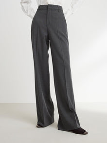 Wool Wide-Leg Pants | Grey