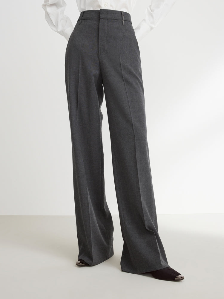 Wool Wide-Leg Pants | Grey