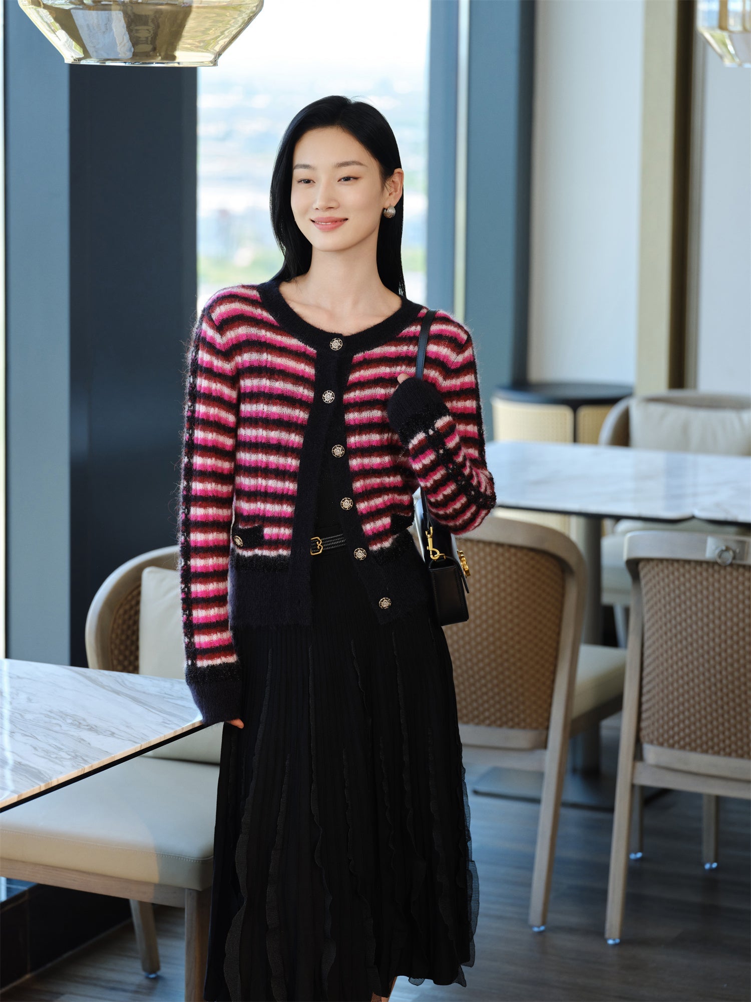 Mohair Knit Cardigan | Pink