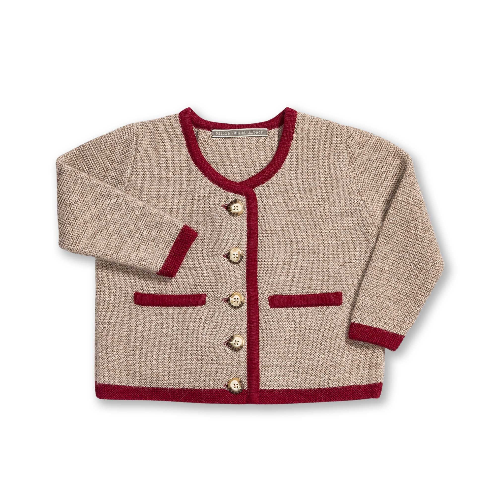 Salzburg Cardigan | Sand/Scarlet