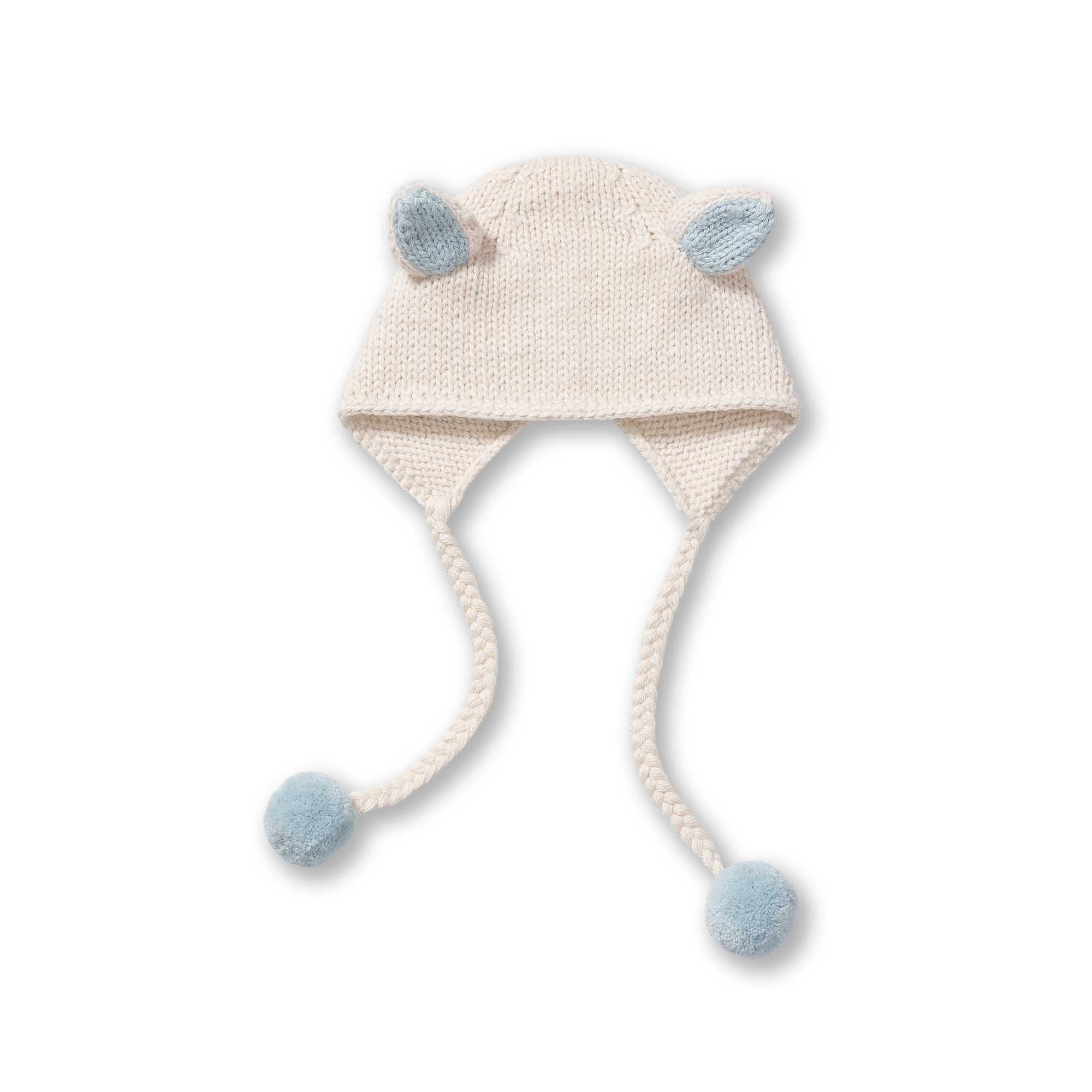 Bunny Hat | Ivory/Light Blue