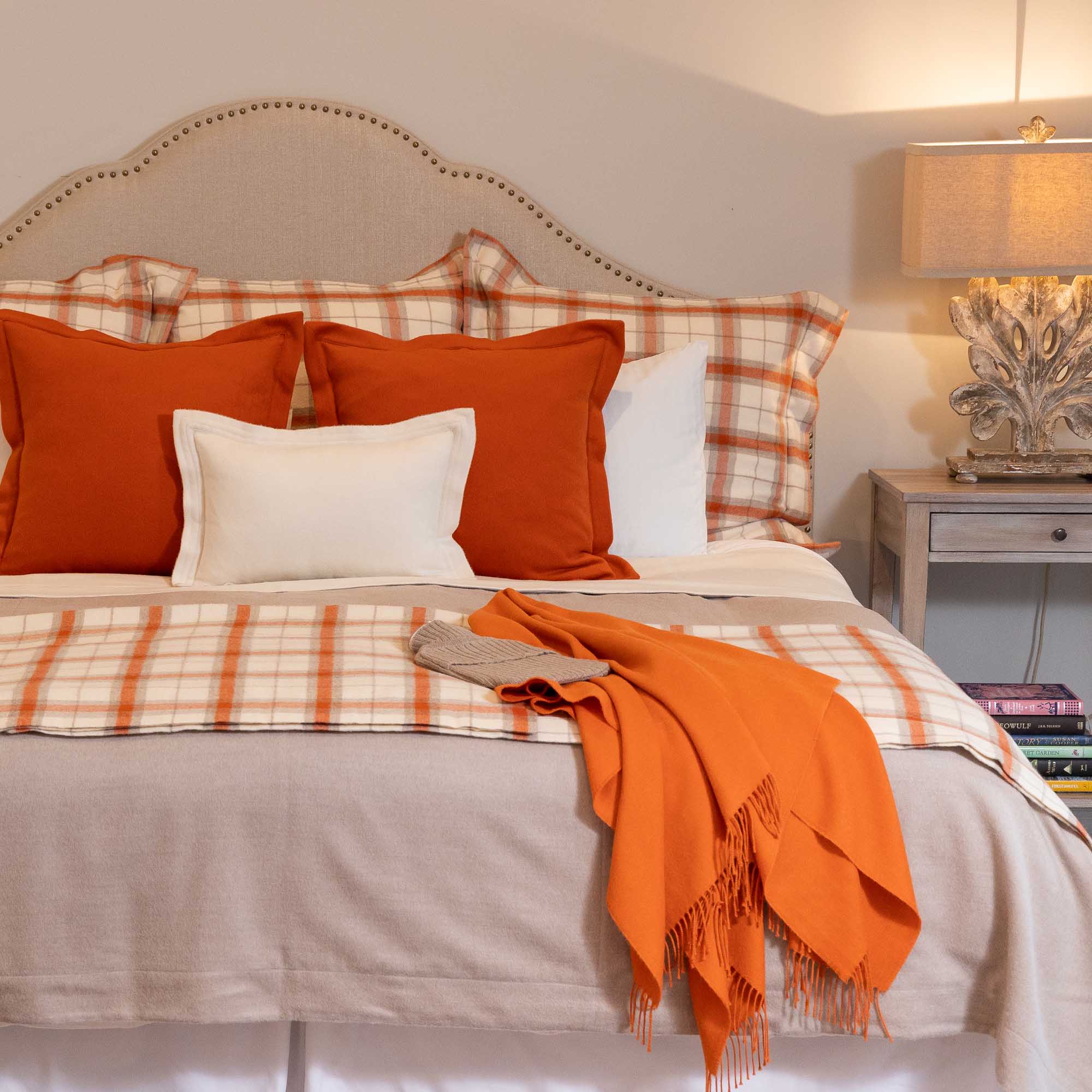 Aberdeen Euro Pillow | Ivory / Orange