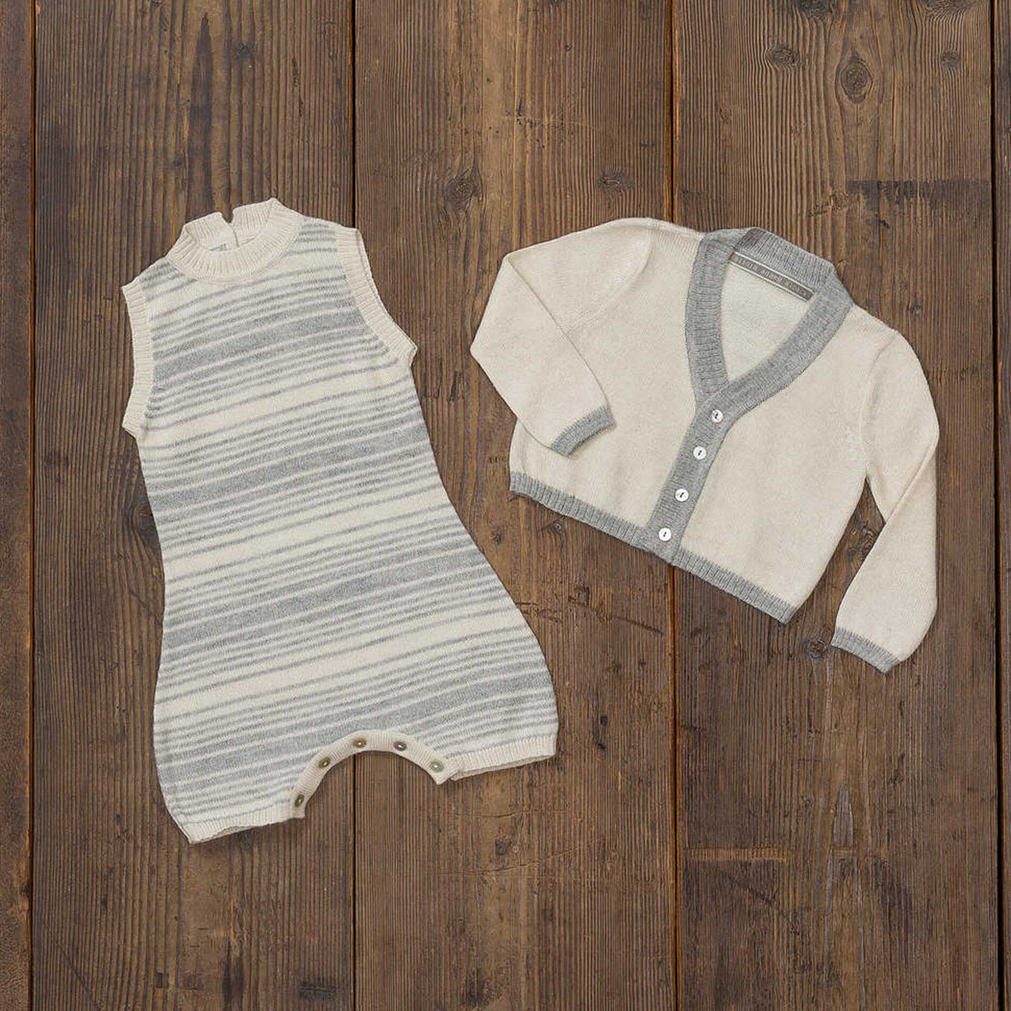 Sami Onesie & Cardigan Set | Ivory/Pearl Grey
