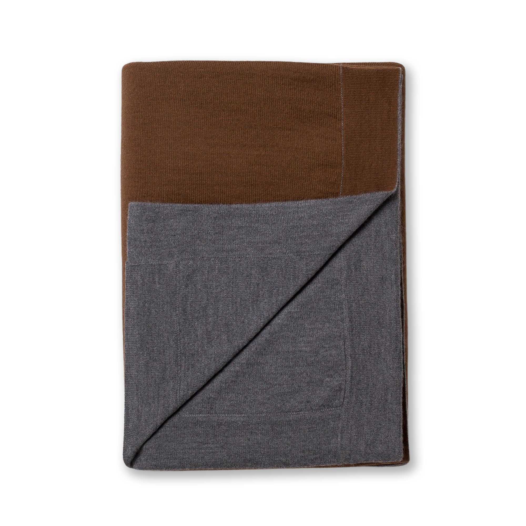 Home | Tokyo Bed Blanket | Dark Grey / Cognac