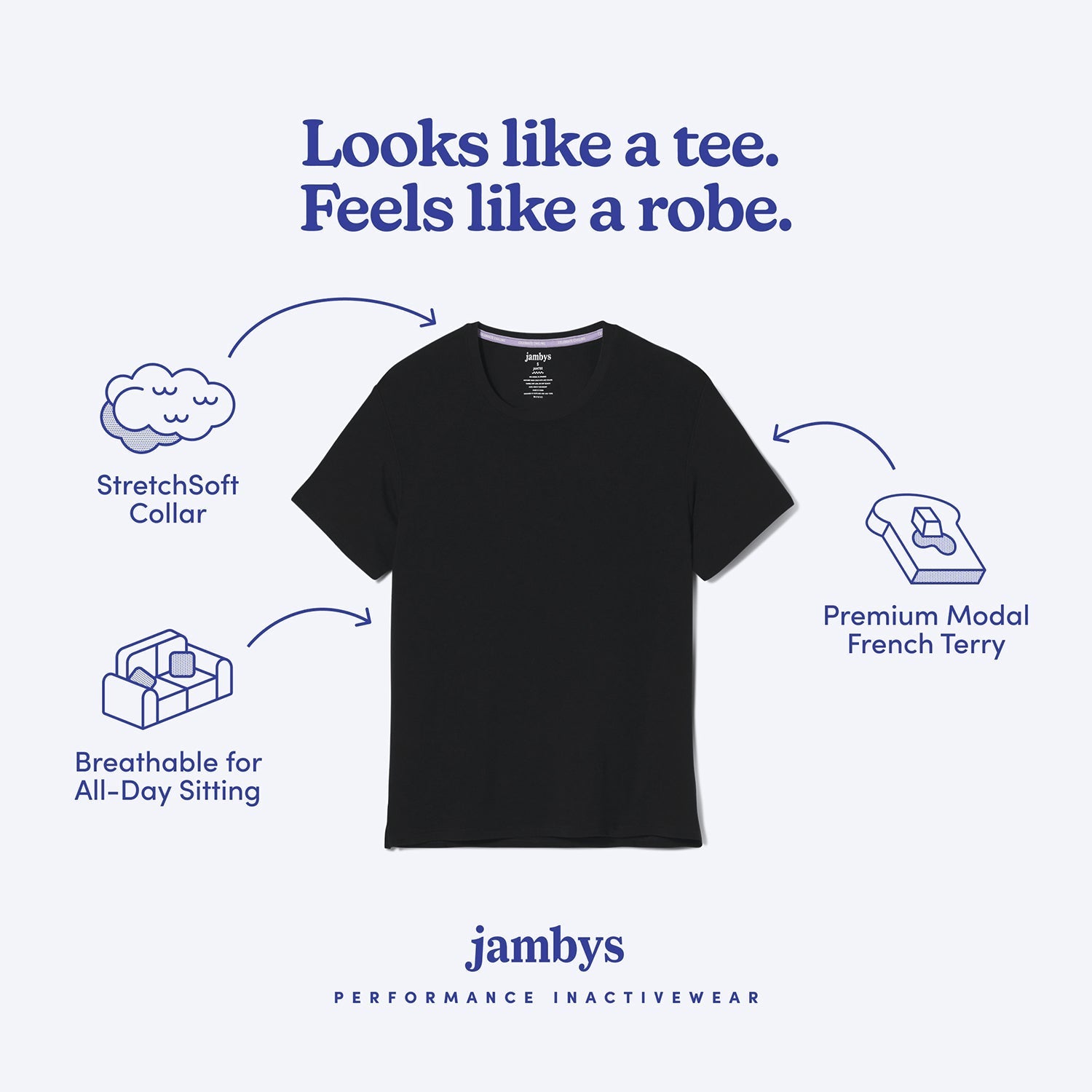 Modal French Terry Lounge Tee | Black