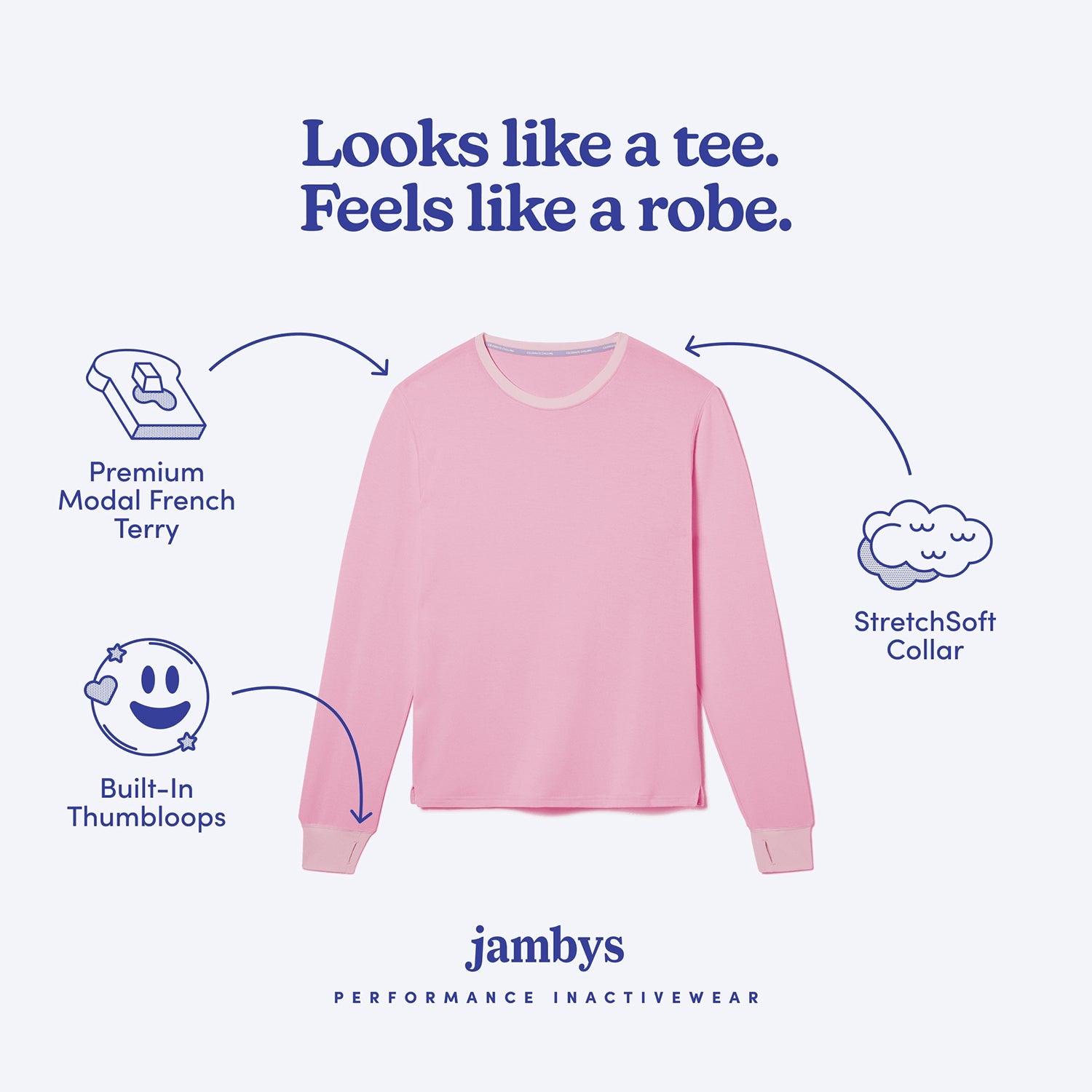 Modal French Terry Long-Sleeve Lounge Tee | Flamingo/Taffy