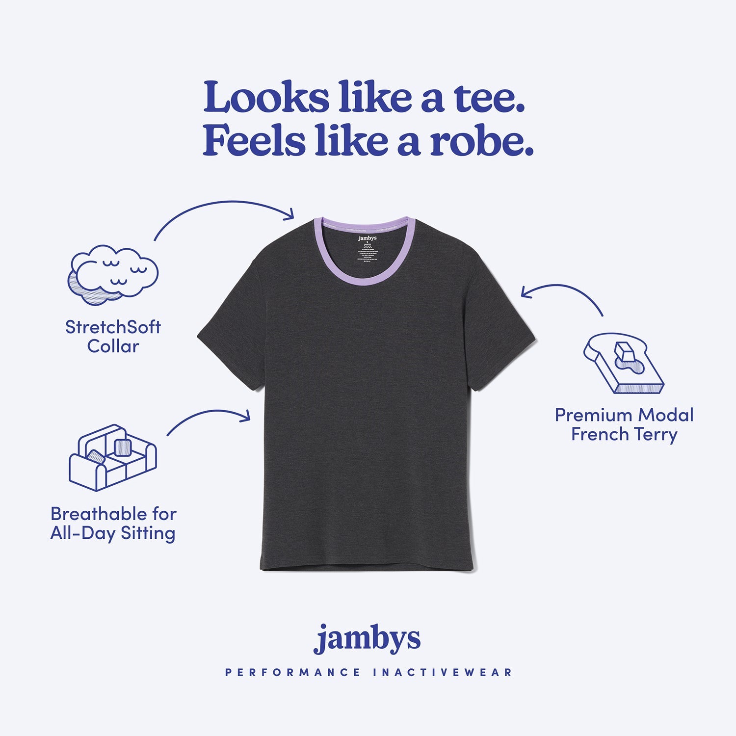 Modal French Terry Lounge Tee | Gray/Lavender