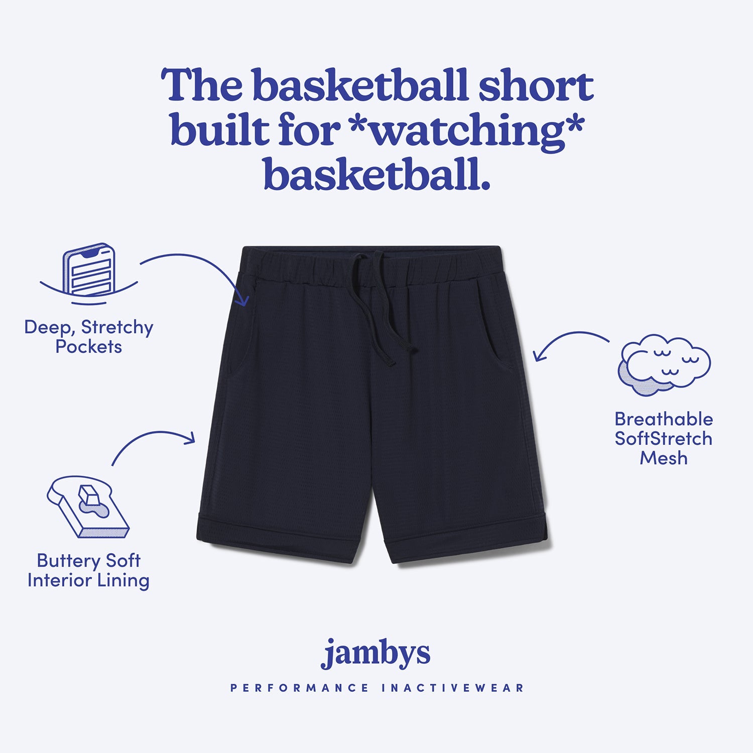 Lined Mesh Lounge Shorts | Navy