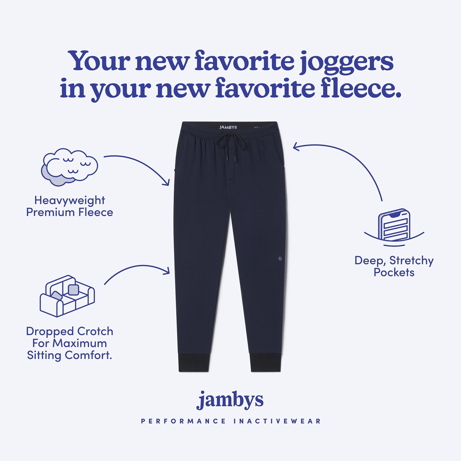 Chilluxe Brushed Fleece Joggers | Navy