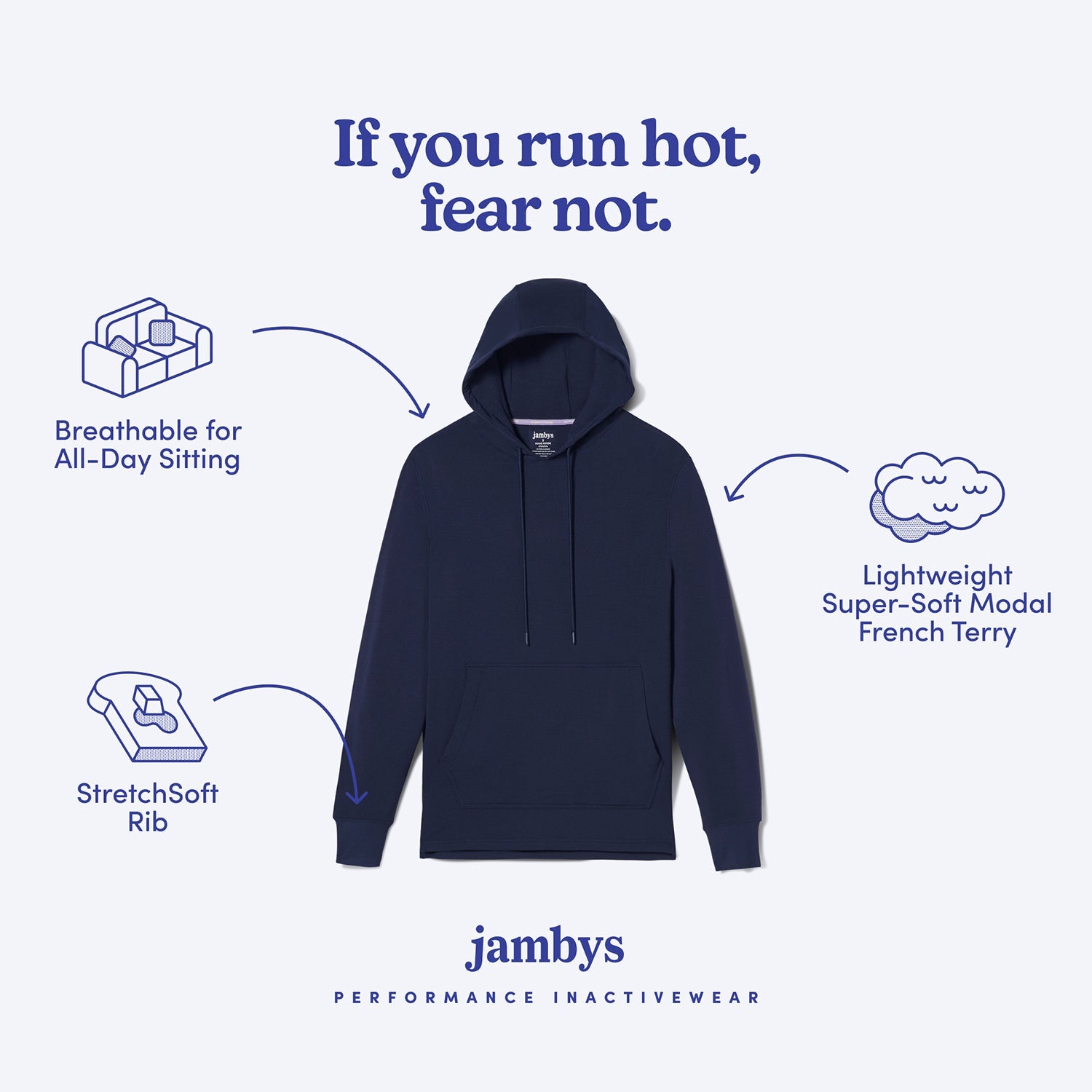 Lightweight Modal French Terry Hoodie | Navy