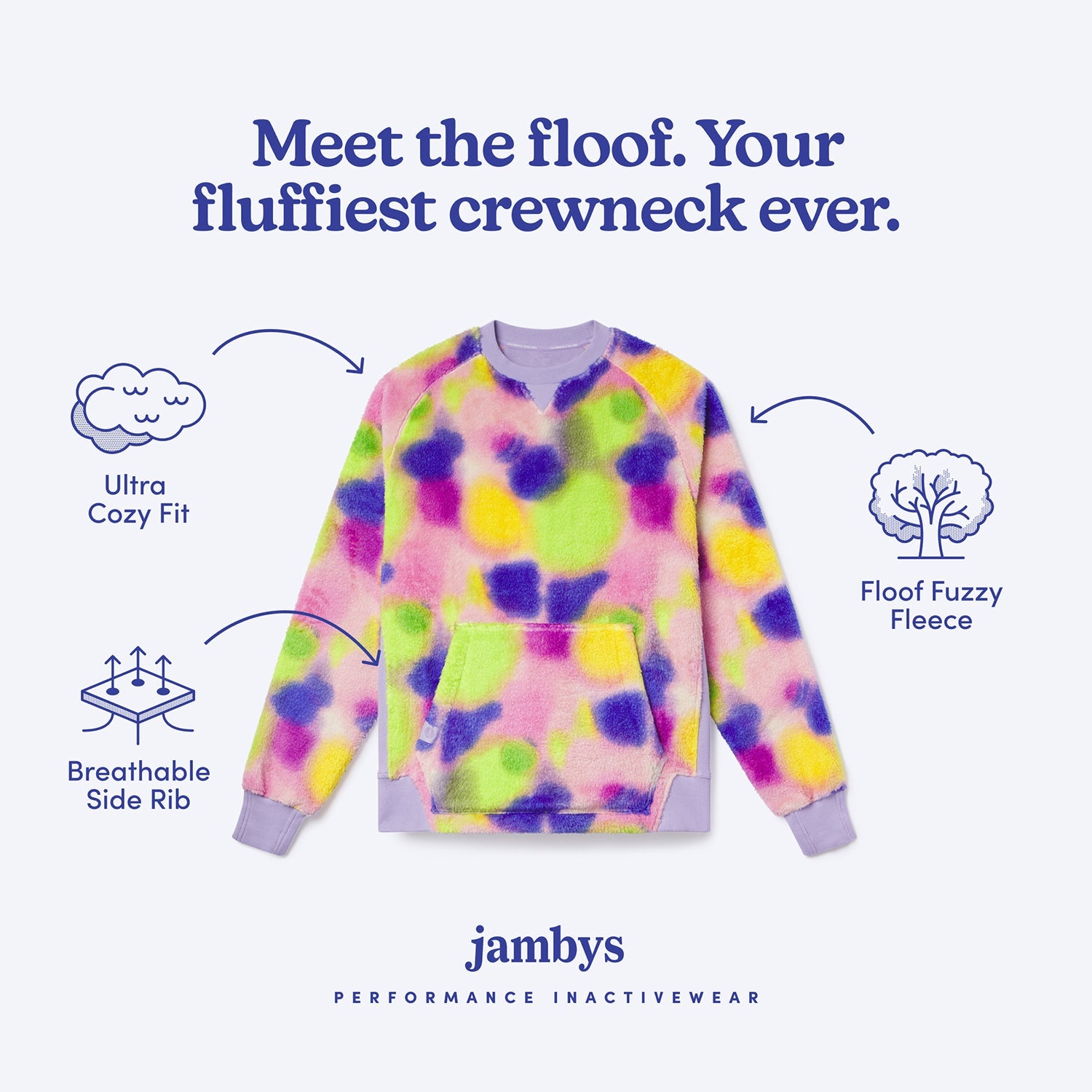 Sherpa Fleece Lounge Crew | Neon Blur