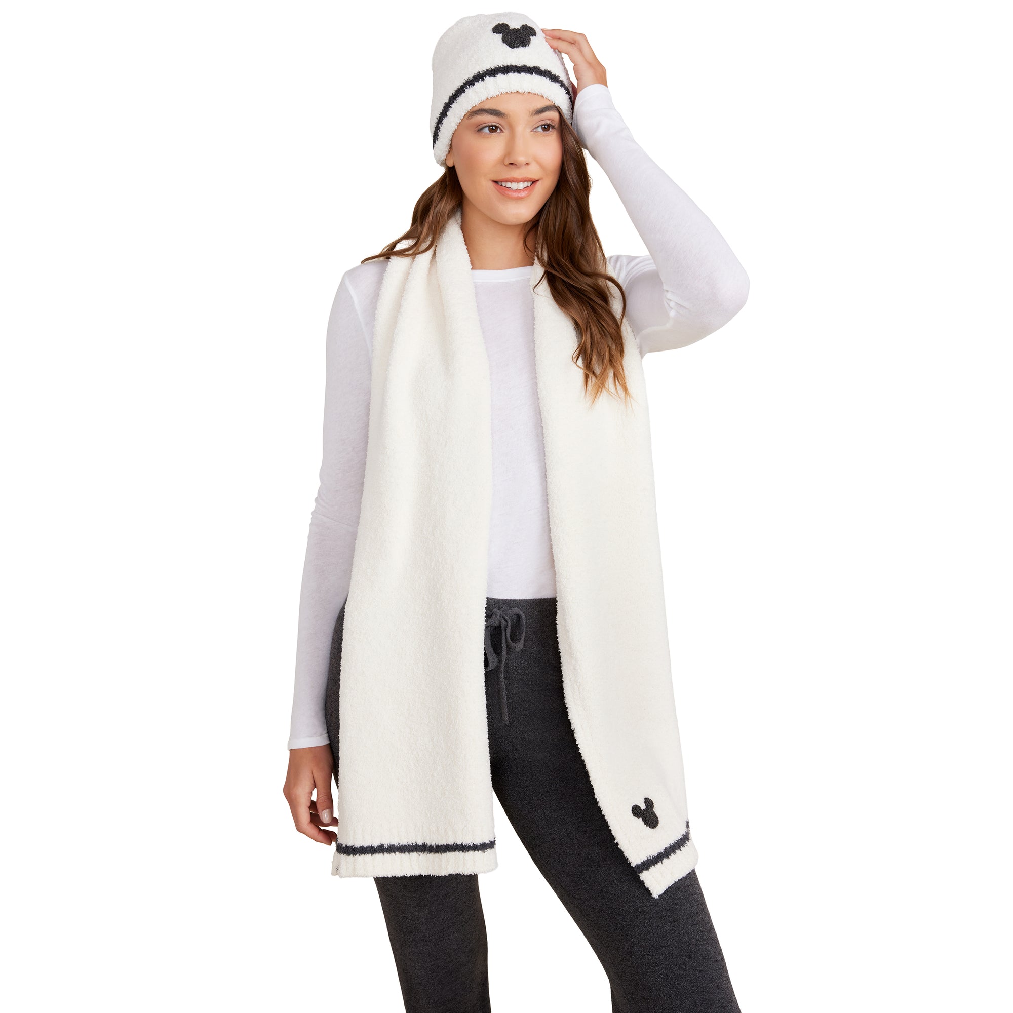 Cozychic Classic Disney Adult Mickey Mouse Scarf | Cream/Carbon