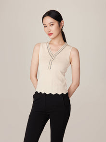 Sleeveless Knit Top | Beige