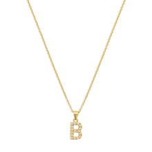 The Pave Single Block Initial Necklace | 18KT Gold Vermeil & Sterling Silver