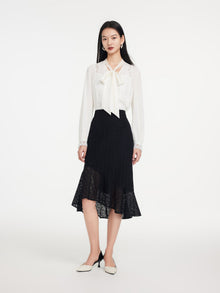 Elegant Fishtail Hem Midi Skirt | Black