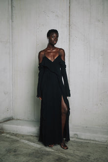 Paragon Maxi Silk Ruffle Dress | Black