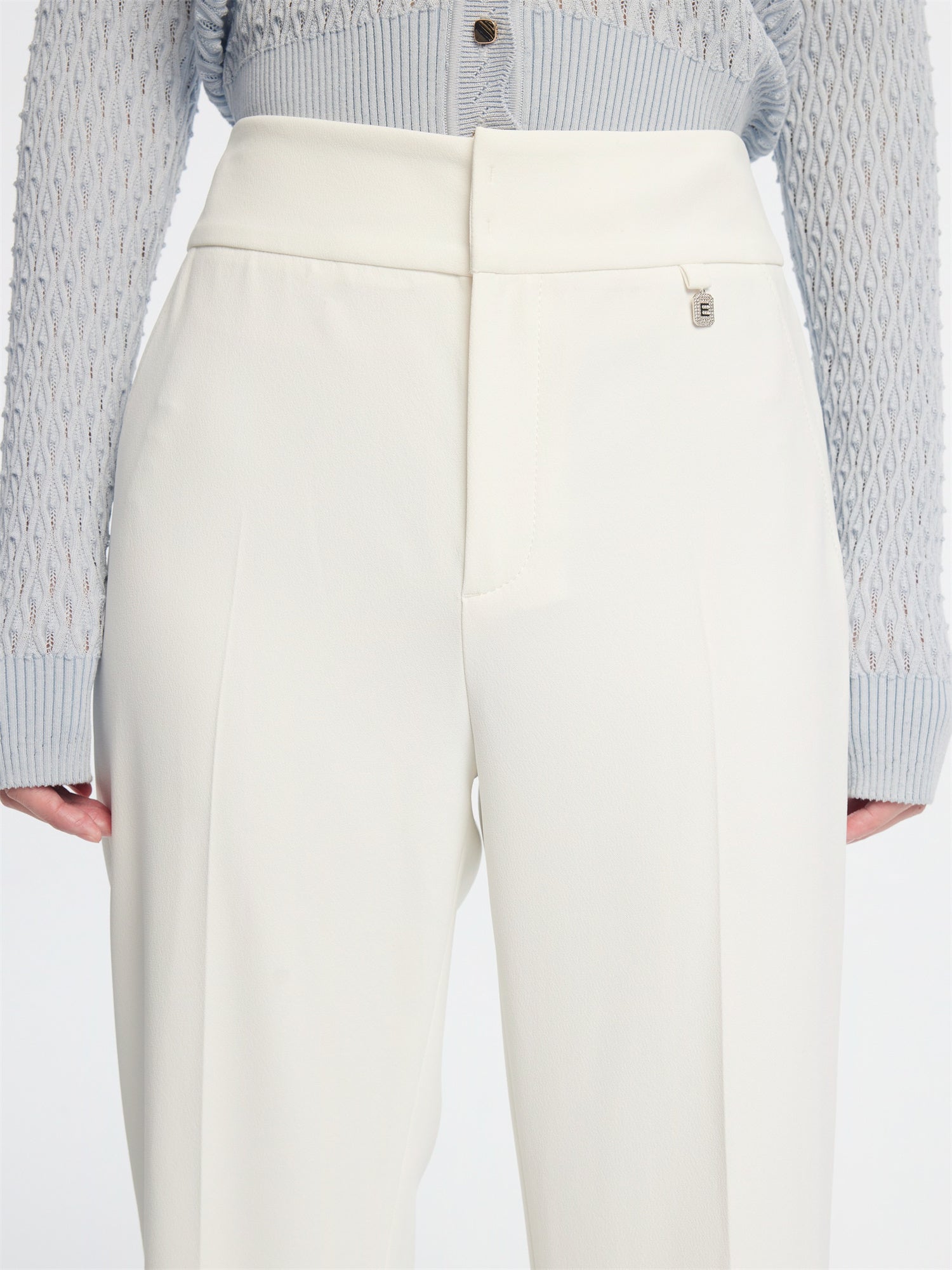 Straight Leg High-Waisted Pant | White