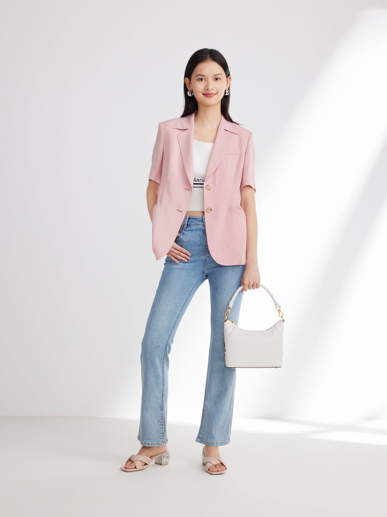 Short Sleeve Blazer | Pink