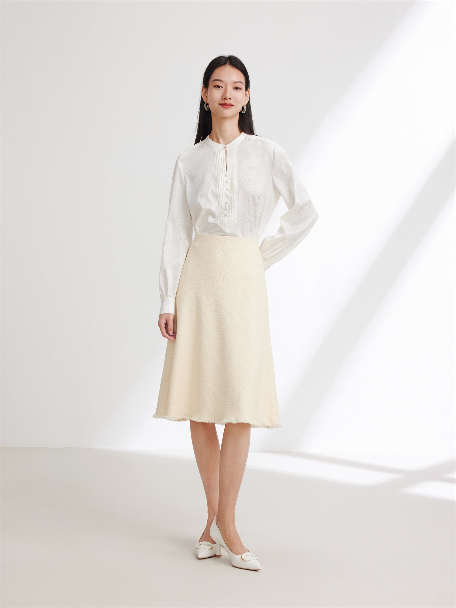 Pleated Blouse | White