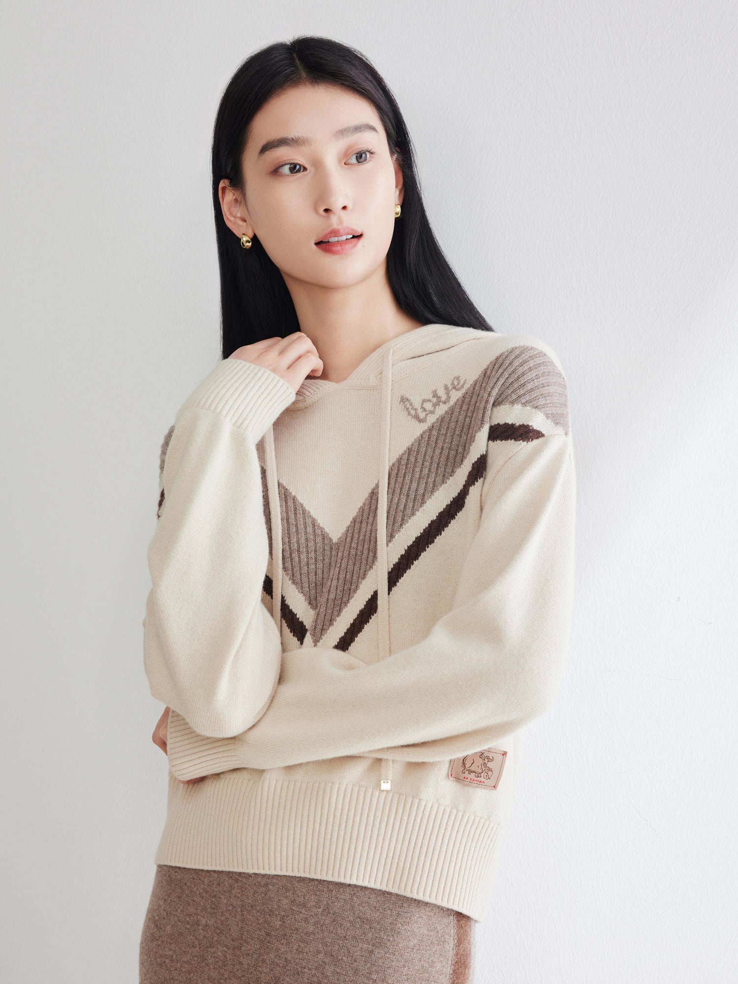 Yak Wool Knit Sweatshirt | Beige