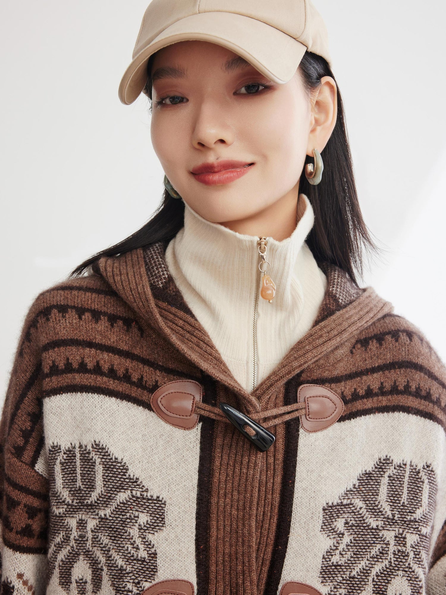 Long Hooded Sweater | Brown