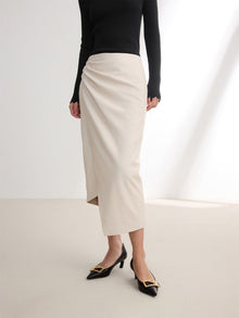 Deconstructed Midi Skirt | Beige