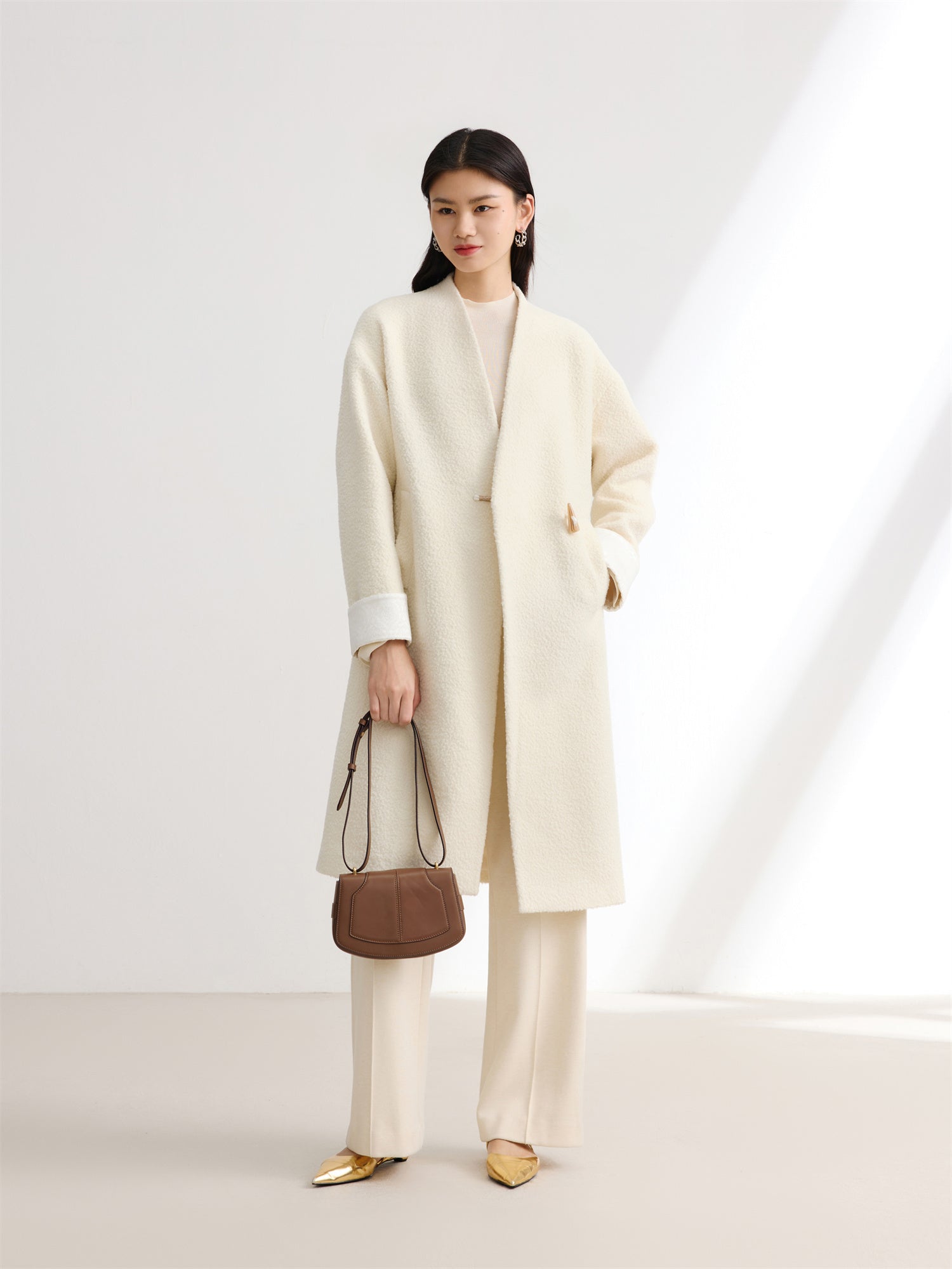 Boucle Long Blazer | Beige