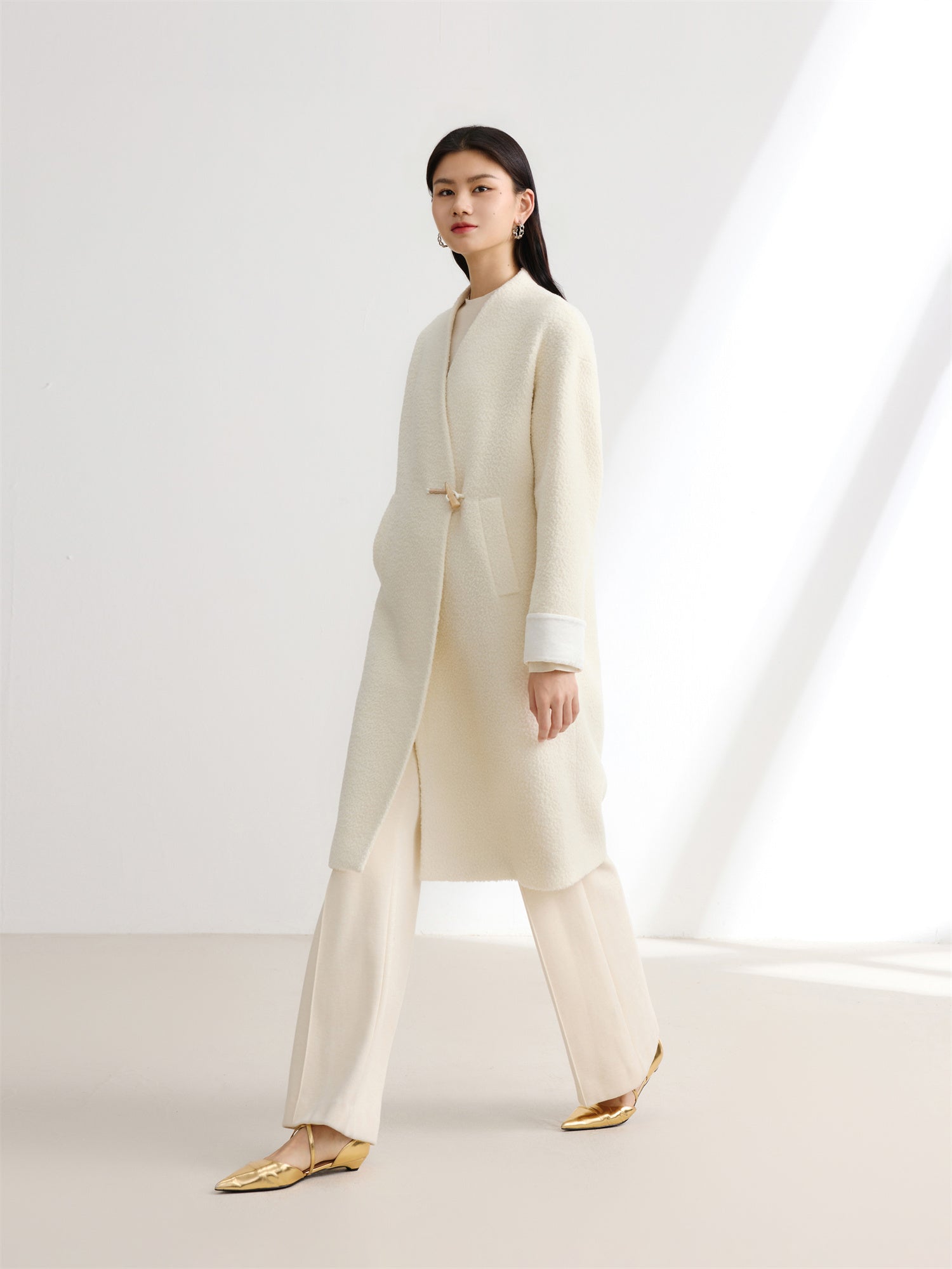 Boucle Long Blazer | Beige