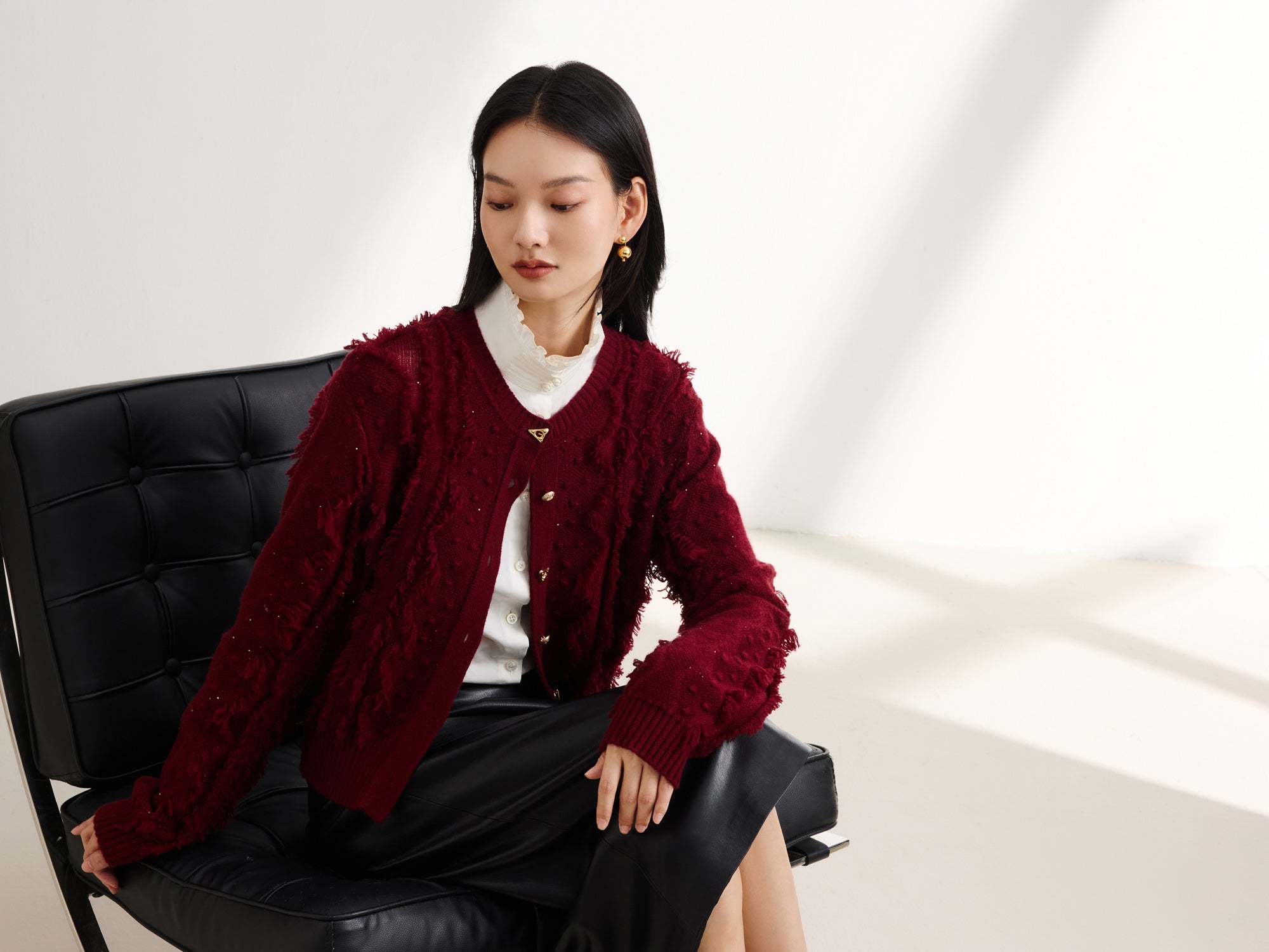 Knit Sweater | Wine Red