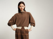 Half-High Neck Knitted Batwing Sweater | Camel