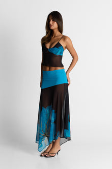 Raya Maxi Skirt Print | Black/Blue Floral Print