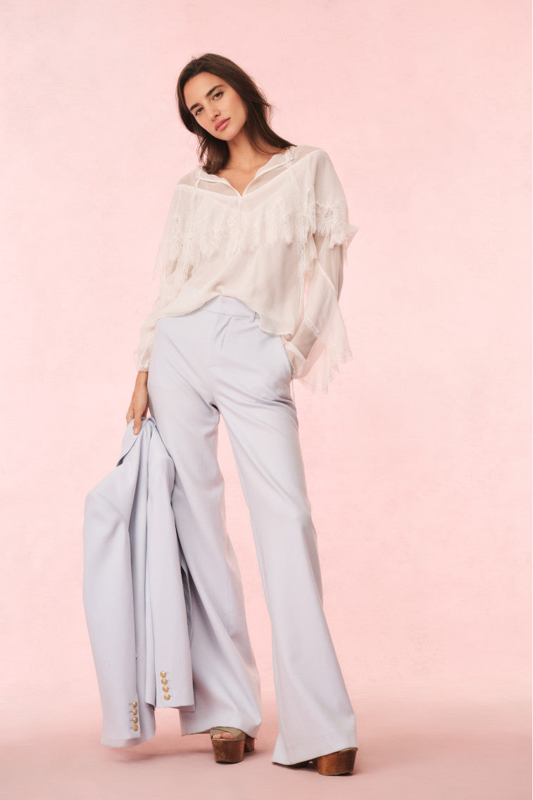 Samuela Wool-Blend Wide-Leg Trouser | Whispy Sea